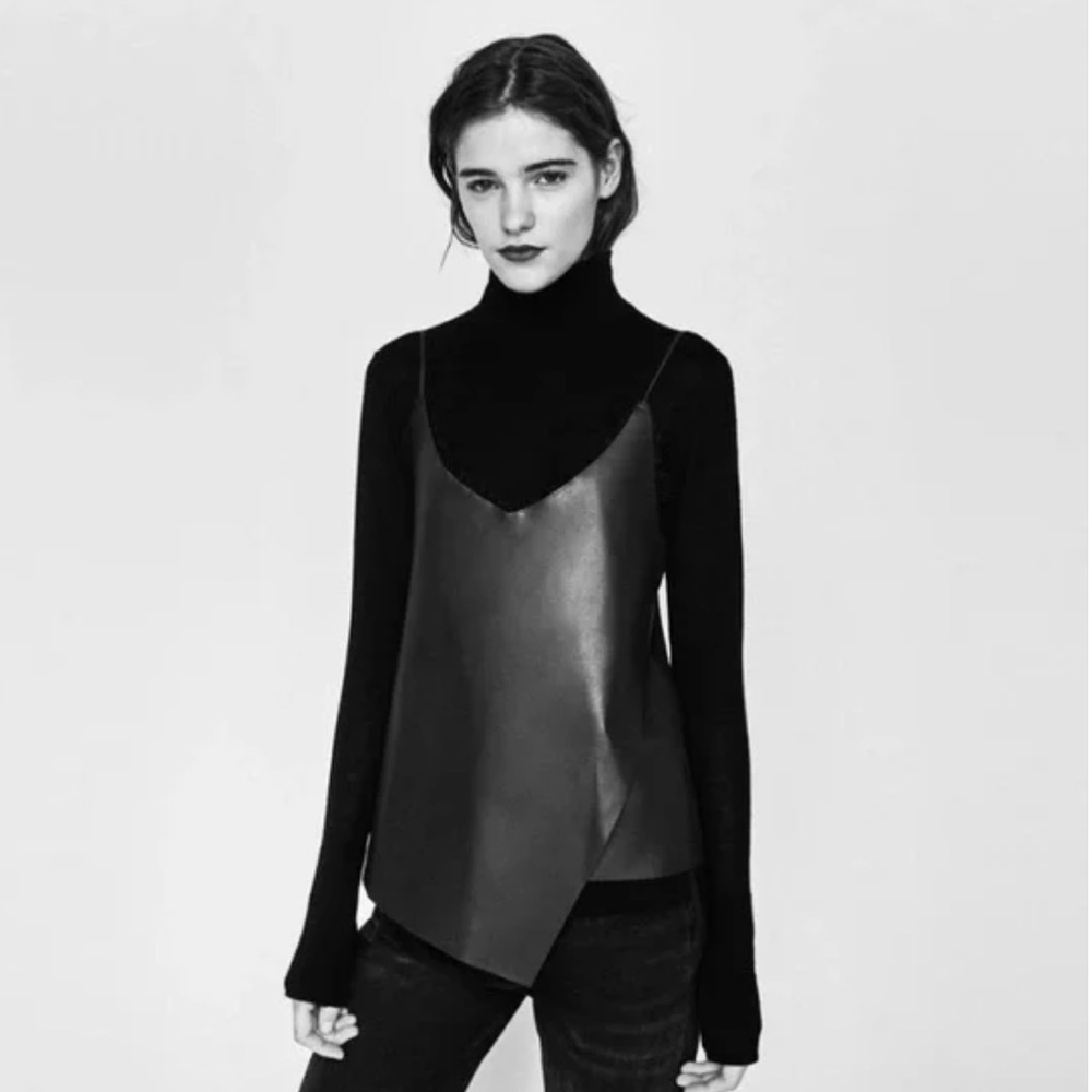 Zara faux leather top with lace - Picture 3 of 13
